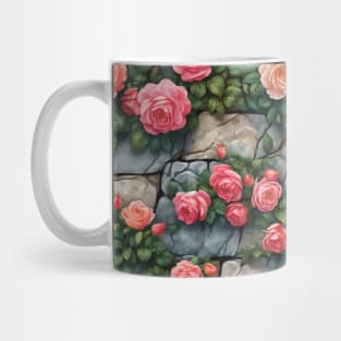 NUANCED CLIMBING ROSE ON STONE WALL Mug